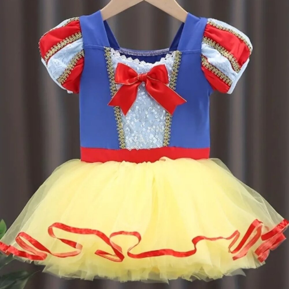 Princess Snow White Tutu Romper Leotard Dress Girls Halloween Costume - Picture 4 of 5